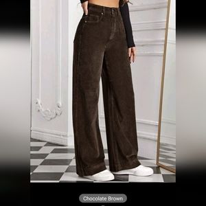 Chocolate brown wide leg Corduroy pants USM